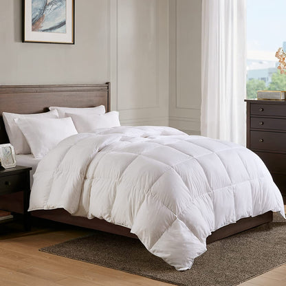 Heavyweight down Feather Fibers Comforter California King Size - Ultra-Soft Luxury High Fill-Power Hotel-Style Thicker Winter Duvet Insert for Colder Weather/Sleeper (104X96, White)