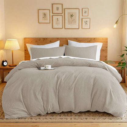 King/Cal King Duvet Cover Set, Soft Duvet Cover, 3-Piece Dorm Bedding Set with Pillow Shams, Nautral