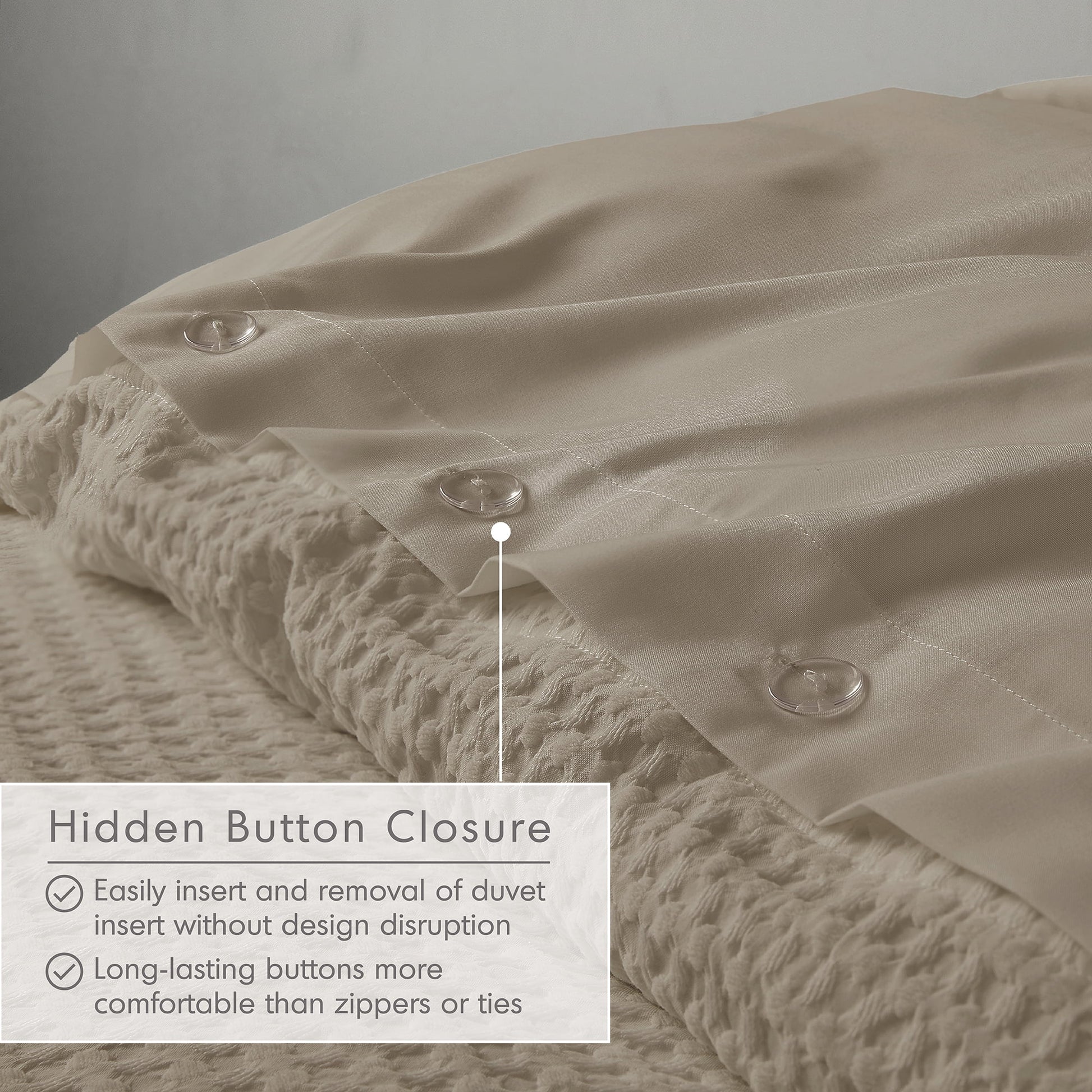 King/Cal King Duvet Cover Set, Soft Duvet Cover, 3-Piece Dorm Bedding Set with Pillow Shams, Nautral