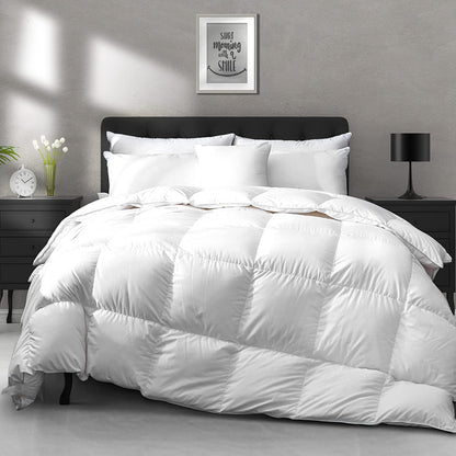 Heavyweight down Feather Fibers Comforter California King Size - Ultra-Soft Luxury High Fill-Power Hotel-Style Thicker Winter Duvet Insert for Colder Weather/Sleeper (104X96, White)