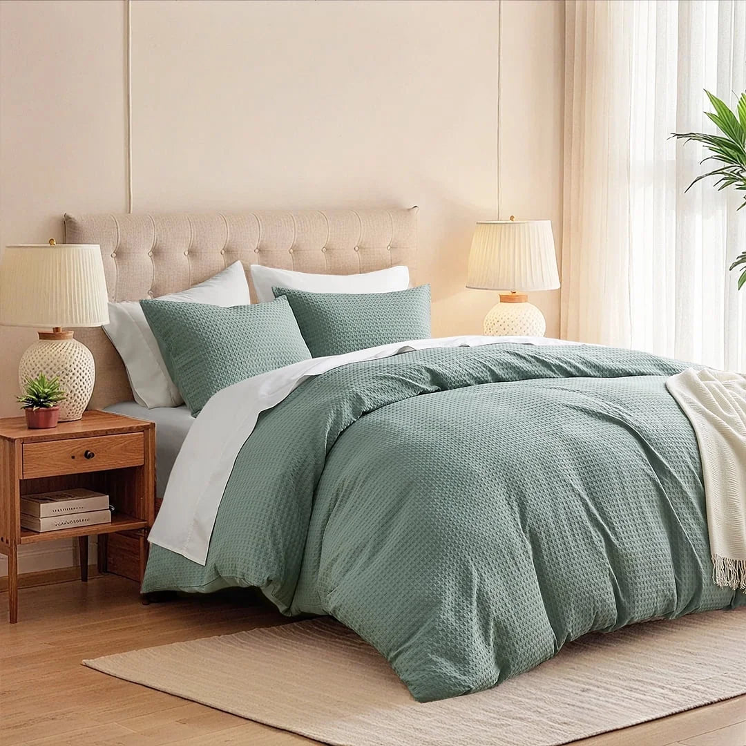 King/Cal King Duvet Cover Set, Soft Duvet Cover, 3-Piece Dorm Bedding Set with Pillow Shams, Sage Green