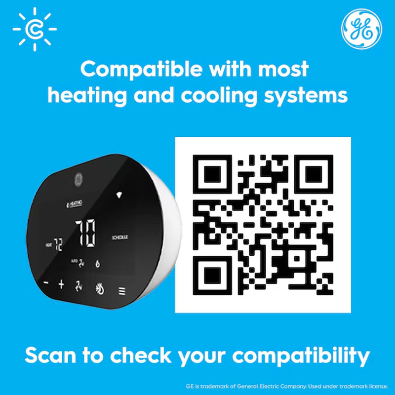 Black Smart Compatible Thermostat with Wi-Fi Compatibility