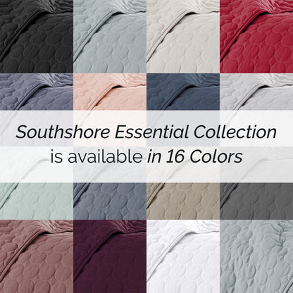 Full/Queen Quilt Bedding Set with 2 Quilted Pillow Shams, Circle Stitched Full Size Bedspread, Lightweight Blue Quilt Coverlet Queen Size, Steel Blue