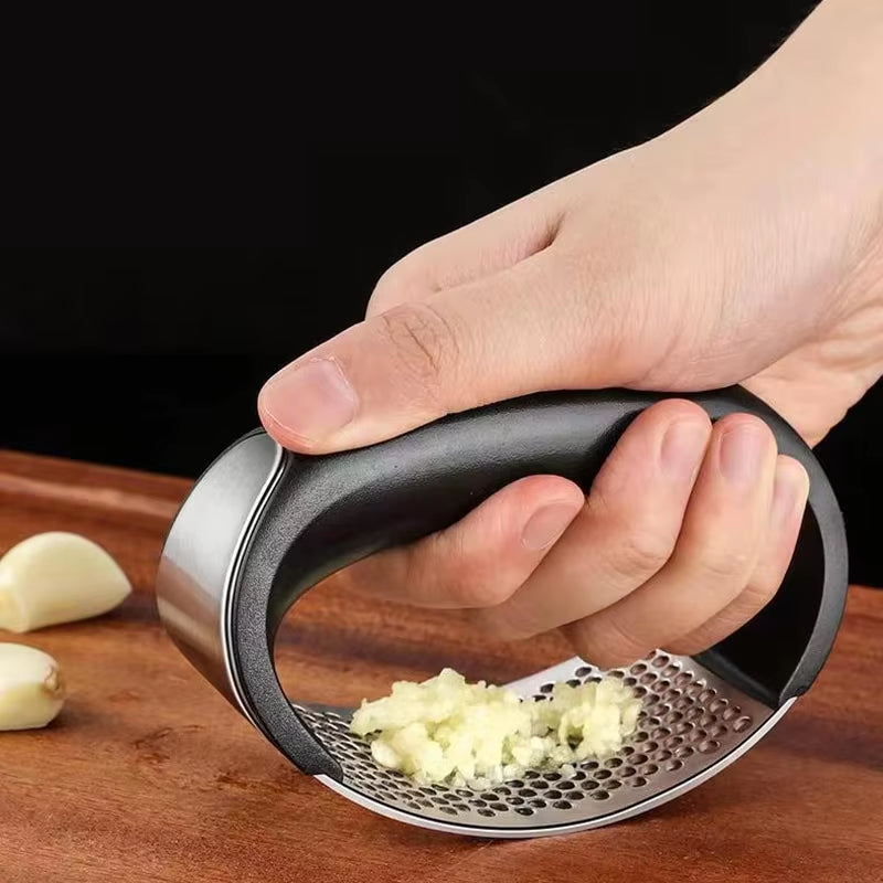 Garlicmaster™ Stainless Steel Garlic Press & Peeler – Manual Garlic Masher, Beater & Crusher