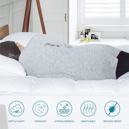 Cotton Mattress Pad, Upgraded Thick Breathable Quilted Fitted Mattress Cover with Deep Pocket (8"-18"), Extra Soft down Alternative Filled Mattress Topper (Twin)