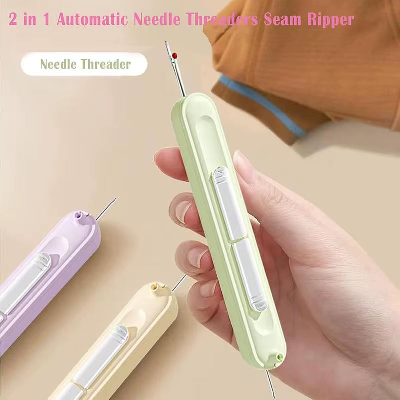 2-In-1 Upgraded Seam Ripper & Needle Threader – Colorful, Dual-Action Sewing Tool for Perfect Stitches